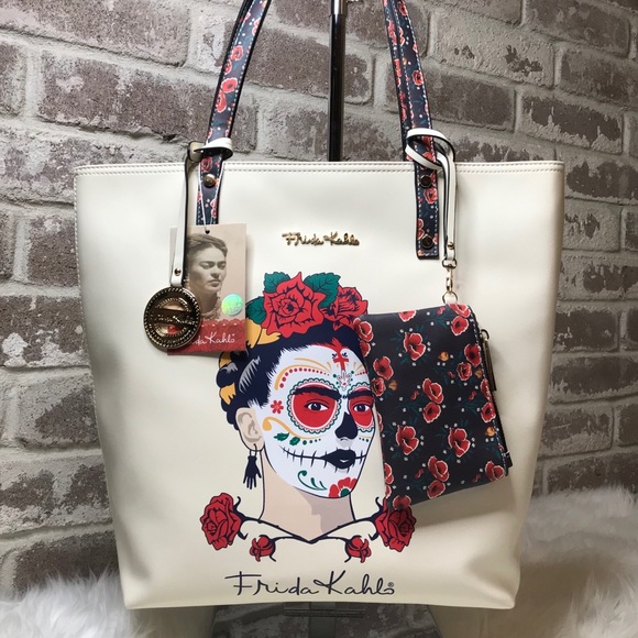 Frida Kahlo Handbags - Frida Kahlo Ladies Tote Bag Purse Sugar Skull